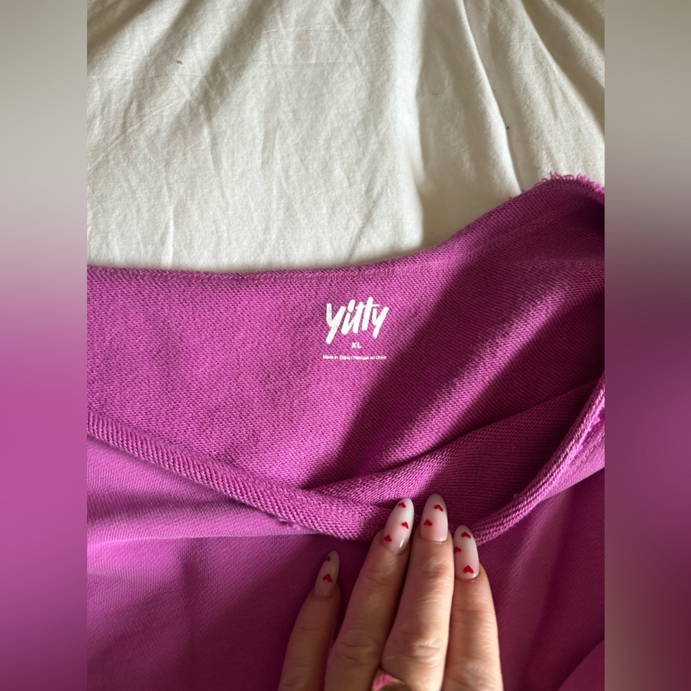 New without tags Yitty crop off the shoulder sweater. Pretty pink/purple xl